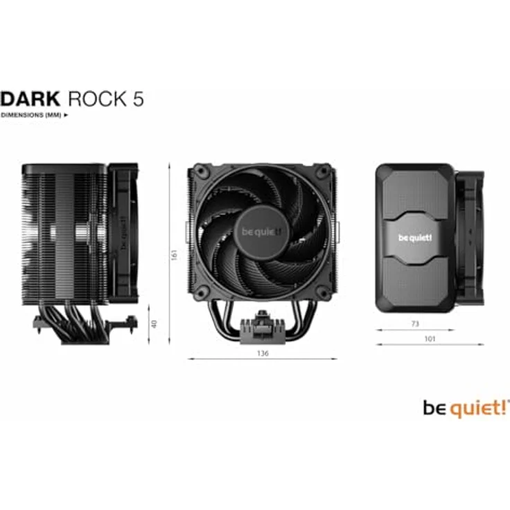 be quiet! Dark Rock 5 Luftkühler, extrem hohe Kühlleistung, 6 Hochleistungs-Heatpipes, Silent Wings 4 120mm PWM-Lüfter, hohe RAM- und VRM-Kühlerkompatibilität, einfache Montage, BK035, schwarz - Preisvergleich – Bild 5