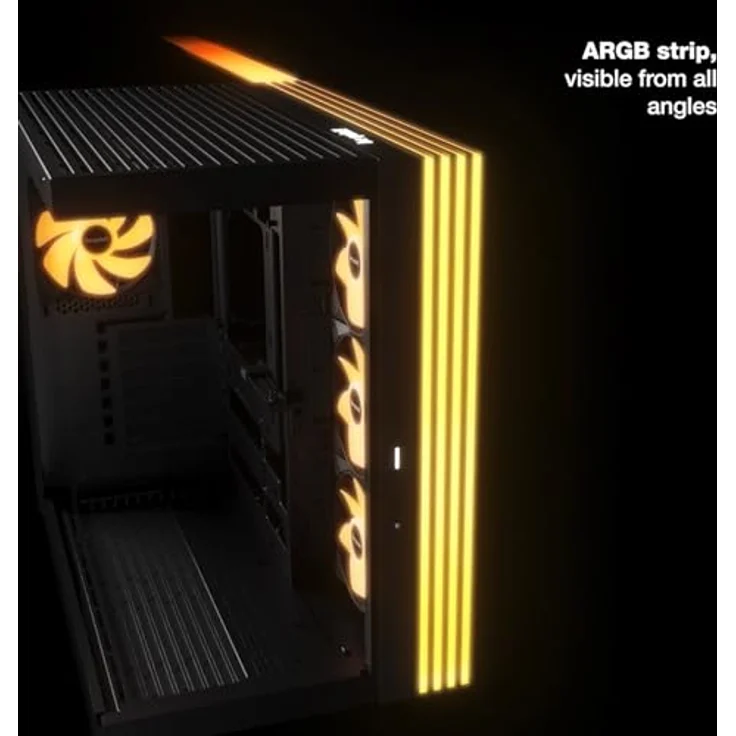 be quiet! Light Base 600 DX Black PC-Gehäuse, Show Case mit massivem ARGB LED-Streifen, invertierbar und horizontal nutzbar, Backside Connector Design – Bild 2