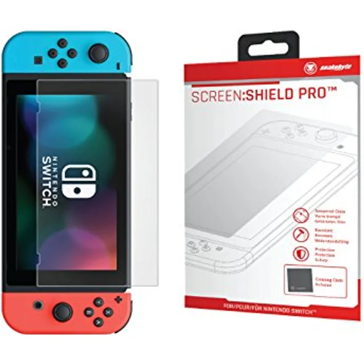 snakebyte Switch SCREEN:SHIELD PRO - Bildschirmschutzglas & Reinigungstuch für Nintendo Switch - passgenau
