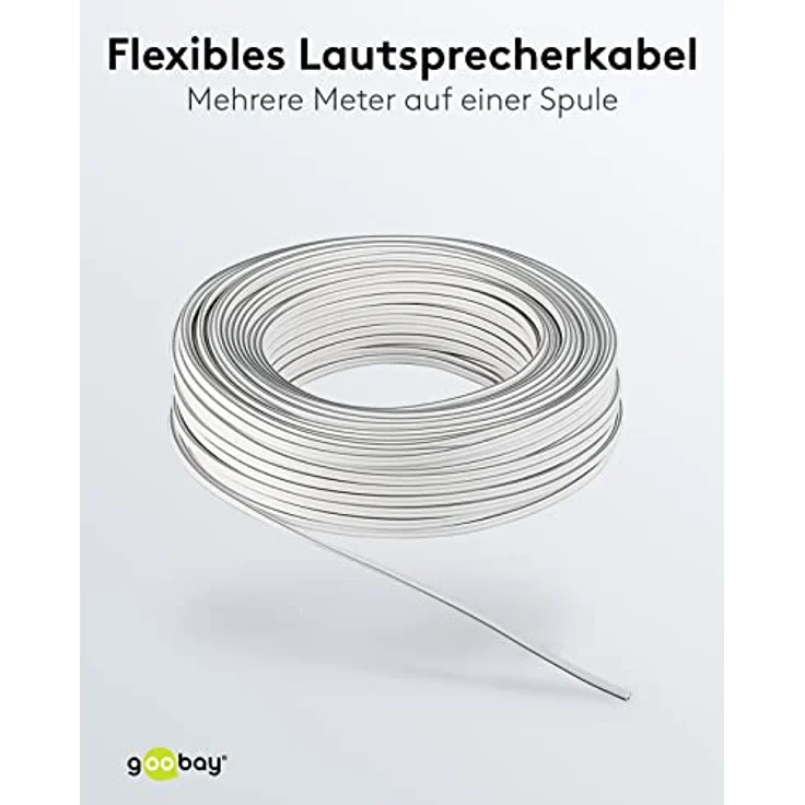 Goobay 15109 Lautsprecherkabel 2x0,5mm² Kupfer Litze / Boxenkabel Audio Kabel Meterware / Speaker Cable Kupferkabel Weiß / Subwoofer Kabel 10m – Bild 4