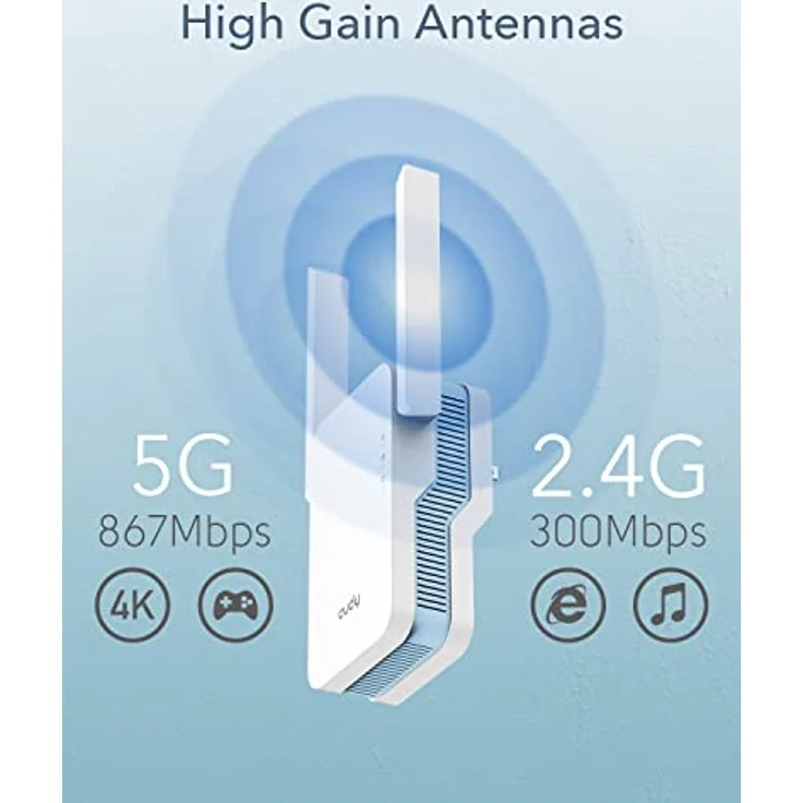 cudy RE1200 AC1200 Wi-Fi Mesh Repeater WLAN-Repeater, 2.4GHz 300Mbps + 5GHz 867Mbps, 1 10/100Mbps Port, Cudy Mesh Support, Schwarz – Bild 4