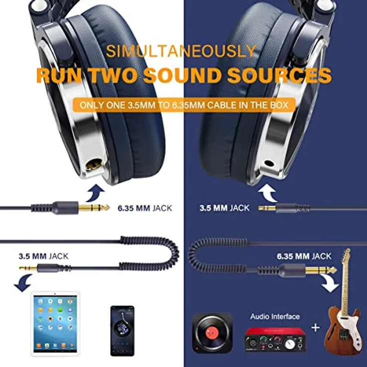 OneOdio OneOdio Pro-10 DJ Over Ear Kopfhörer Kabelgebunden Stereo Blau High-R Kopfhörer – Bild 8