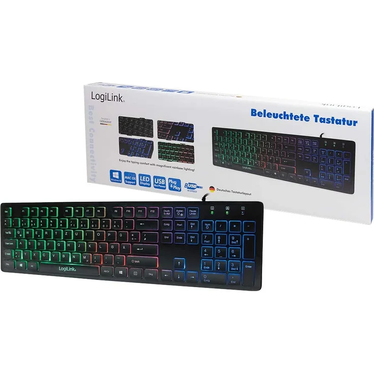 LogiLink Illuminated - Tastatur - hinterleuchtet - USB - Deutsch QWERTZ (ID0138) – Bild 6