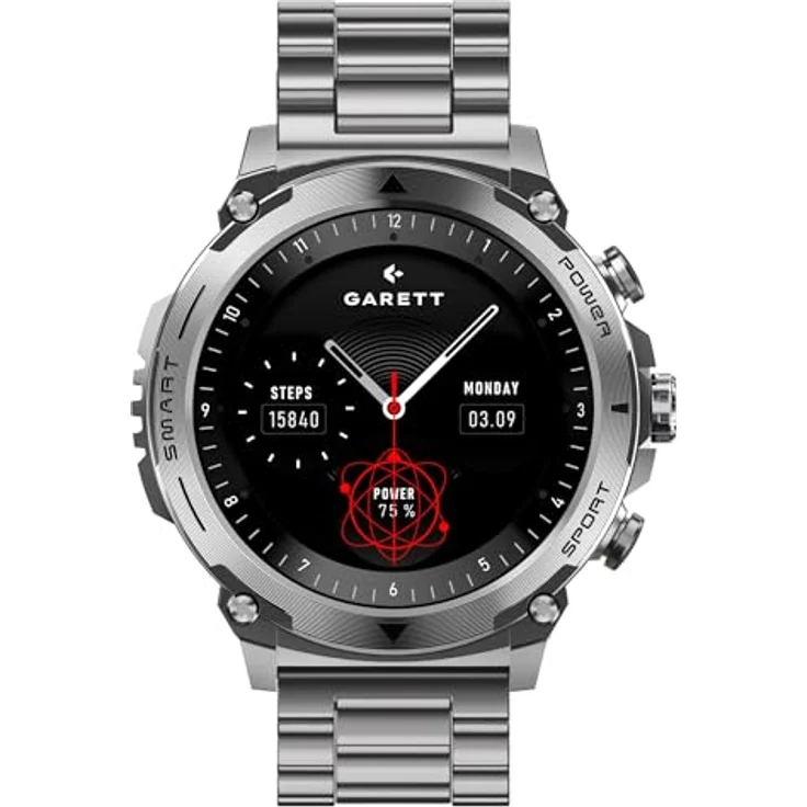 Garett Atom 47 mm, SmartWatch mit Fitness-Tracking und Smart-Funktionen, silber – Bild 3