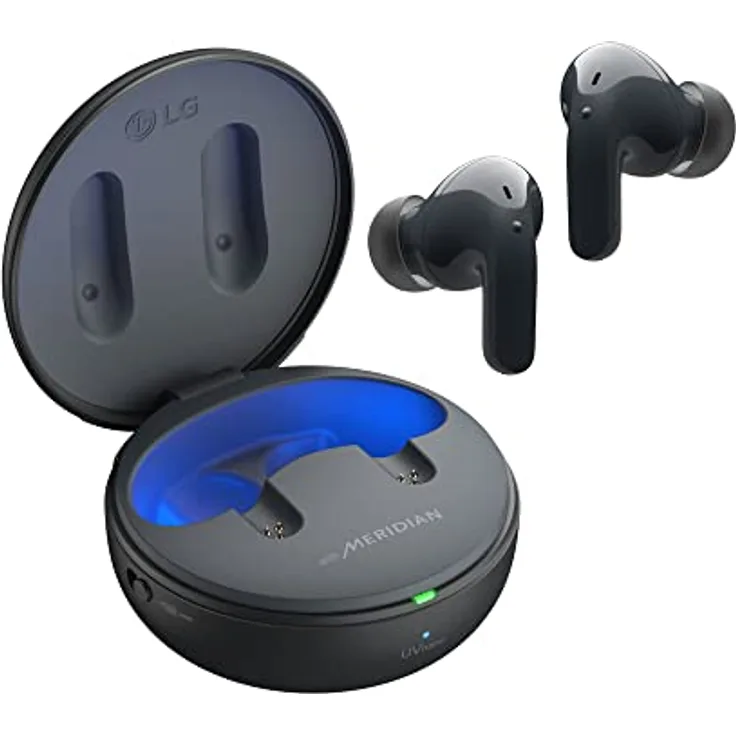LG TONE Free DT90Q In-Ear Bluetooth Kopfhörer mit Dolby Atmos-Sound, MERIDIAN-Technologie, ANC (Active Noise Cancellation) & UVnano+, Schwarz [Modelljahr 2022]