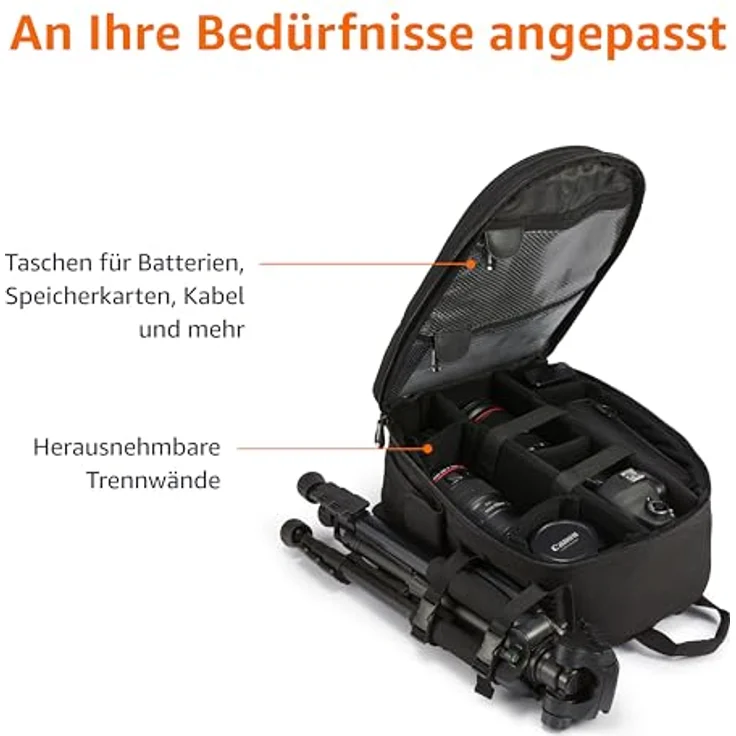 AmazonBasics DSLR-Kamerarucksack für Spiegelreflexkameras und Zubehör schwarz – Bild 5