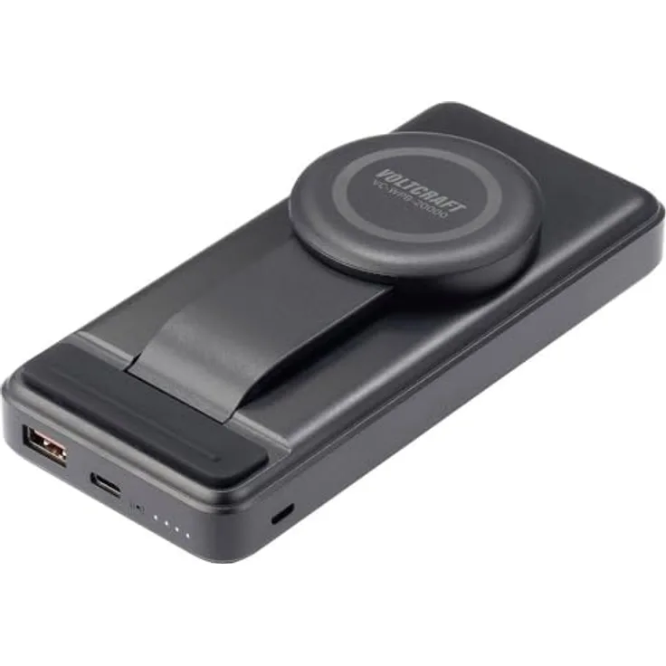 VOLTCRAFT VC-WPB-20000 Powerbank 20000 mAh Qi Wireless Charging, Power Delivery Li-Ion Schwarz Statusanzeige