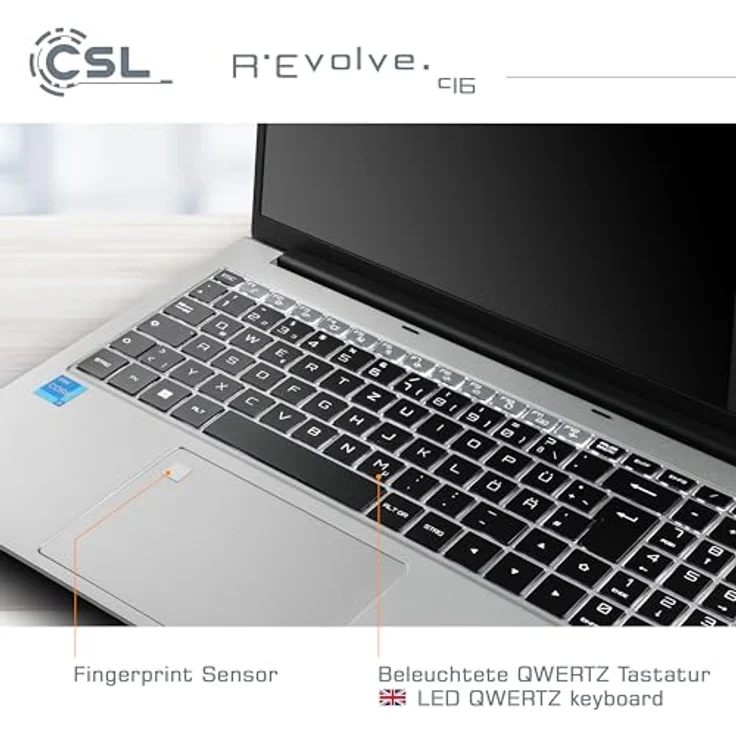 CSL R'Evolve C16, 16" Notebook mit Intel Core i5-1235U, 1000 GB SSD, 16 GB RAM, Grau – Bild 7