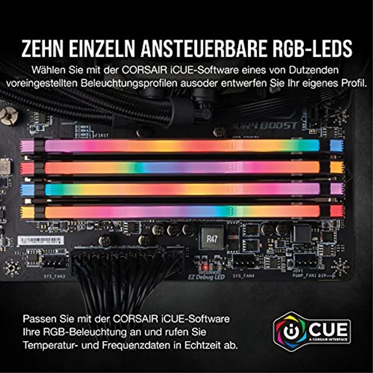 Corsair Vengeance RGB PRO - DDR4 - 32 GB: 2 x 16 GB - DIMM 288-PIN - 3200 MHz / PC4-25600 - CL16 - 1.35 V - ungepuffert - non-ECC - Schwarz (CMW32GX4M2E3200C16) - Preisvergleich – Bild 3