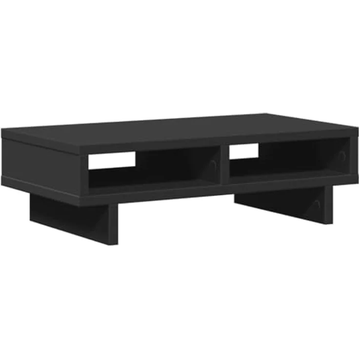 vidaXL Monitorständer Schwarz, 50x27x15 cm aus Holzwerkstoff mit 2 Fächern für zusätzlichen Stauraum – Bild 1
