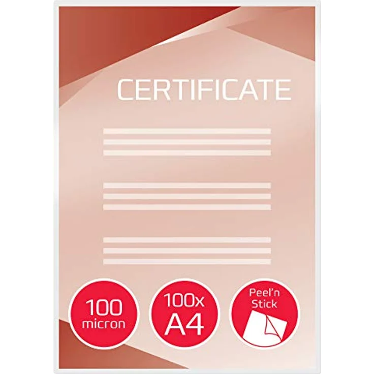GBC selbstklebende Laminierfolien A4 100 mic, Peel'nStick, Robuste Laminiertaschen im 100er Pack, Glänzend, Transparent, Ideal für Büro & Schule, 41666E – Bild 3
