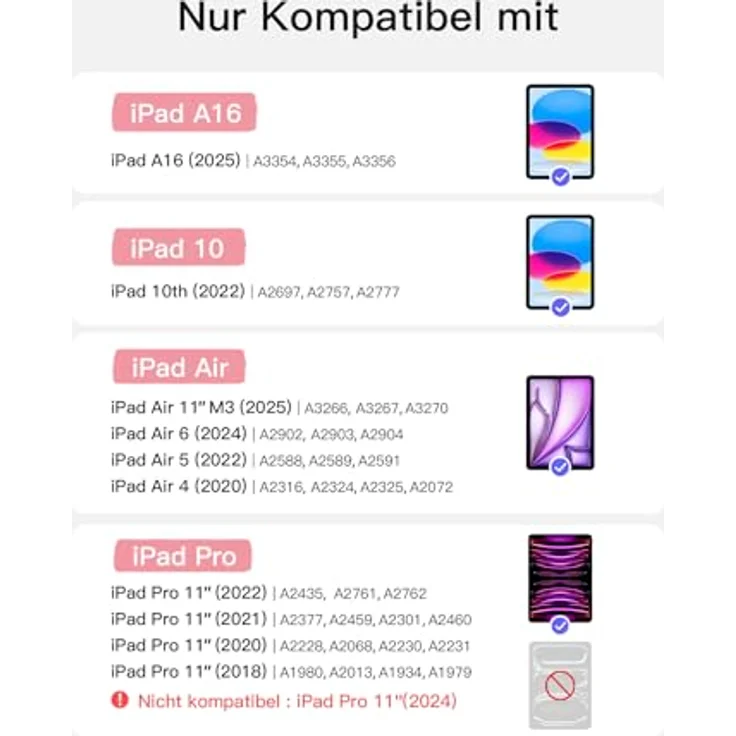 Inateck Hülle mit Tastatur KB04122, ultraleichte abnehmbare QWERTZ-Tastatur mit Touchpad für iPad 10/11, iPad Air 11" und iPad Pro 11" – Bild 3
