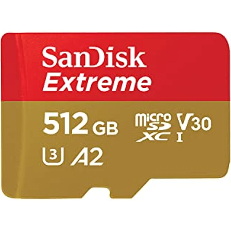 SanDisk Extreme microSDXC UHS-I Speicherkarte 512 GB + Adapter (Für Smartphones, Actionkameras und Drohnen, A2, C10, V30, U3, 190 MB/s Übertragung, RescuePRO Deluxe) – Bild 1