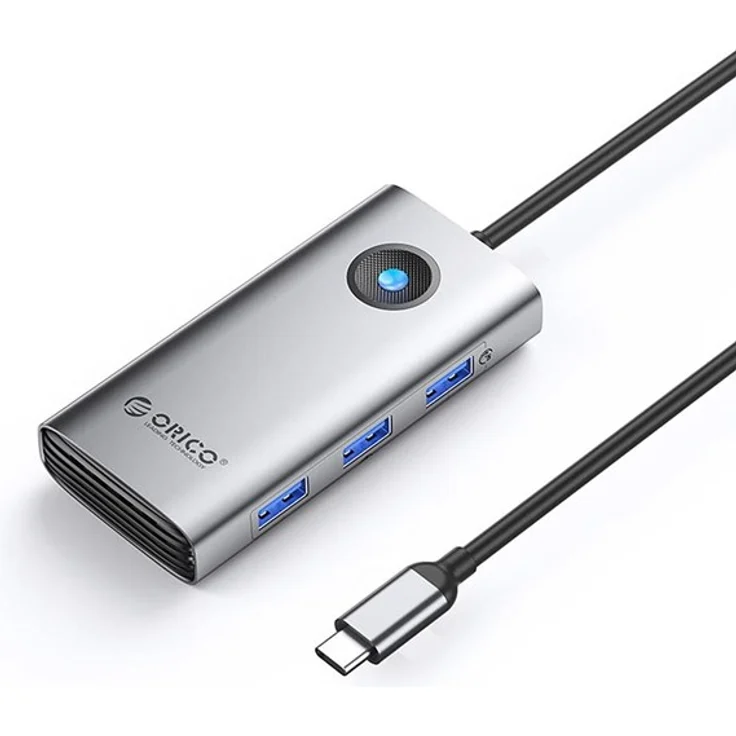 ORICO PW11-6P USB-C Hub Docking Station, 6-in-1 Adapter mit 3x USB-A 3.0, 1x USB-C 2.0 und 1x HDMI, 4K unterstützt, grau