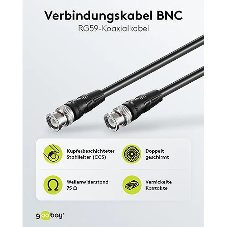 Goobay 50046 Video Verbindungskabel BNC (RG59), zweifach geschirmt – Bild 3