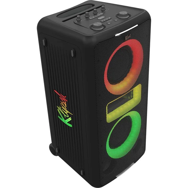 Klipsch New York | Music City Party Lautsprecher, Standlautsprecher mit 2x 20,32 cm Tieftöner, 110 dB, Bluetooth 5.2, 18 Stunden Akkulaufzeit, schwarz