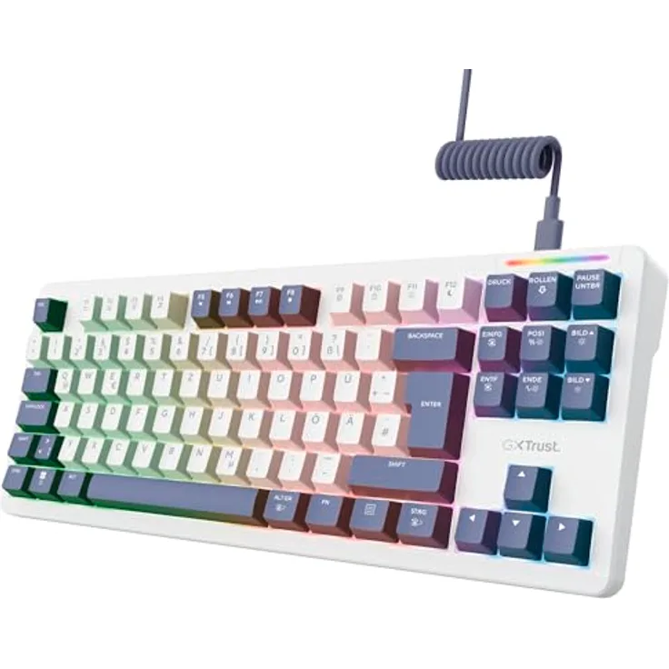 Trust Gaming GXTrust 872 Xyra Gasket TKL Mechanische Tastatur QWERTZ, Hot-Swap, RGB Beleuchtung, 5-pin Leobog Linear Schaltern, Weiß