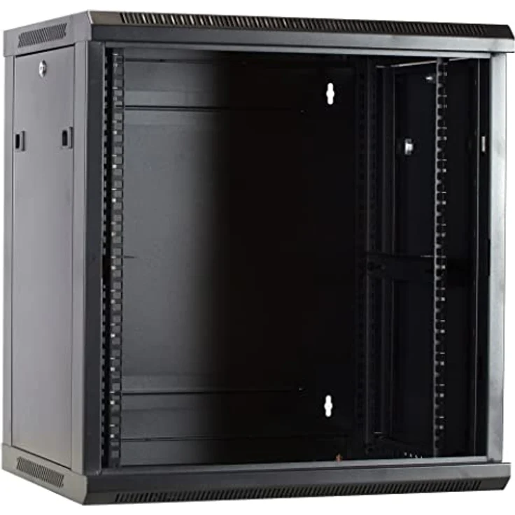 DSIT 12HE Netzwerkschrank (Serverschrank) 19 Zoll Wandmontage - mit Glastür (BxTxH) 600 x 450 x 634mm - Schwarz - Abschließbar - Traglast 60 kg - Robuste Konstruktion – Bild 3