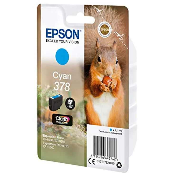 Epson Original 378 Tinte Eichhörnchen, XP-8500 XP-8600 XP-8605 XP-15000 (cyan) – Bild 2