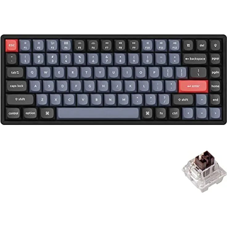 Keychron K2 Pro Mechanische Tastatur Drahtlos/Kabelgebunden, Bluetooth-Tastatur mit Hintergrundbeleuchtung RGB, Aluminiumrahmen, Hot-swappable, Schalter Braun für Mac Windows