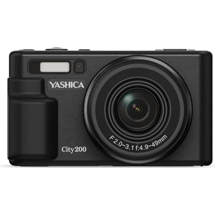 Yashica City 200, Kompaktkamera mit 13-72 MP und 5K Videoaufnahme, schwarz