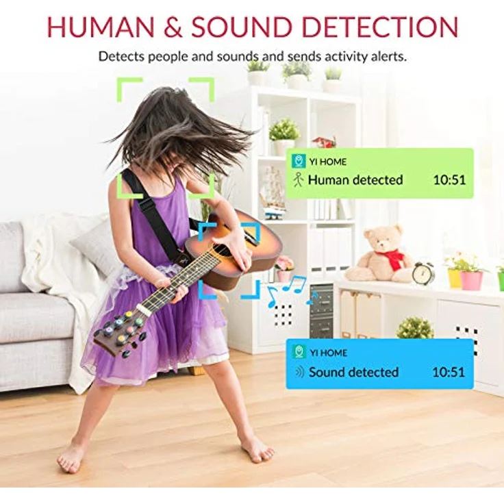 YI Kami Pet Dome Guard, 2K HD Netzwerkkamera mit 125° Weitwinkel, Künstlicher Intelligenz und Zwei-Wege-Audio, Weiss – Bild 3