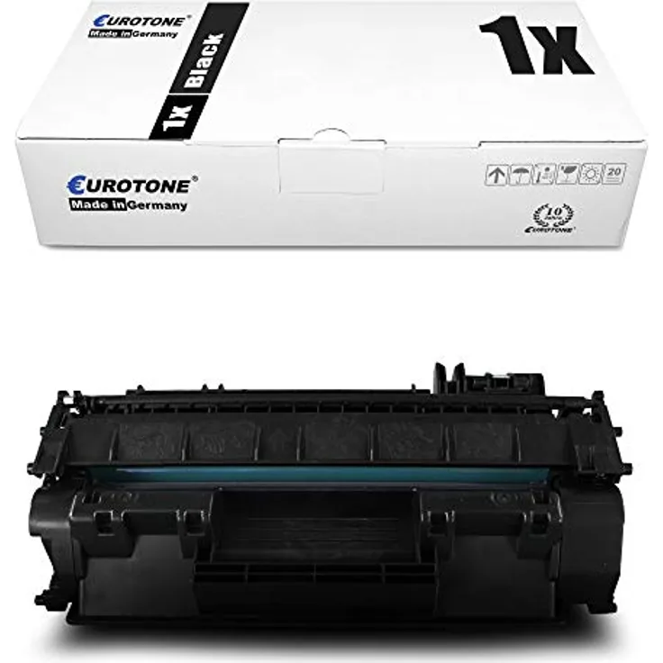 Eurotone 1x kompatibler Toner für HP LaserJet P 2033 2034 2035 2036 2037 2053 2054 2055 2056 2057, Schwarz, ersetzt CE505A 05A, Reichweite ca. 2.300 Seiten