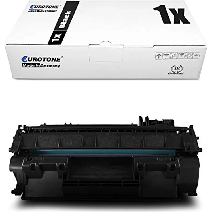 Eurotone 1x kompatibler Toner für HP LaserJet P 2033 2034 2035 2036 2037 2053 2054 2055 2056 2057, Schwarz, ersetzt CE505A 05A, Reichweite ca. 2.300 Seiten – Bild 1