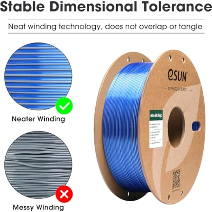 eSUN Silk Magic PLA Filament 1.75mm, Co-Extrusion Dual-Color Filament in Silk Blau Silber, 1KG Spule für 3D-Drucker – Bild 3