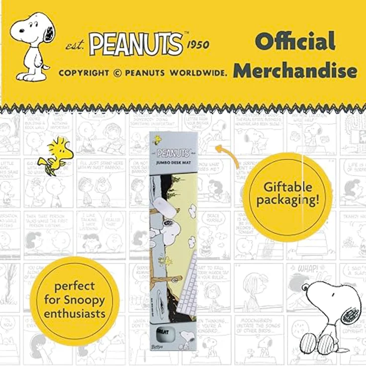 Blue Sky Designs Peanuts XXL Mauspad, offiziell lizenziertes Mousepad mit Snoopy, 70 x 30 cm – Bild 6