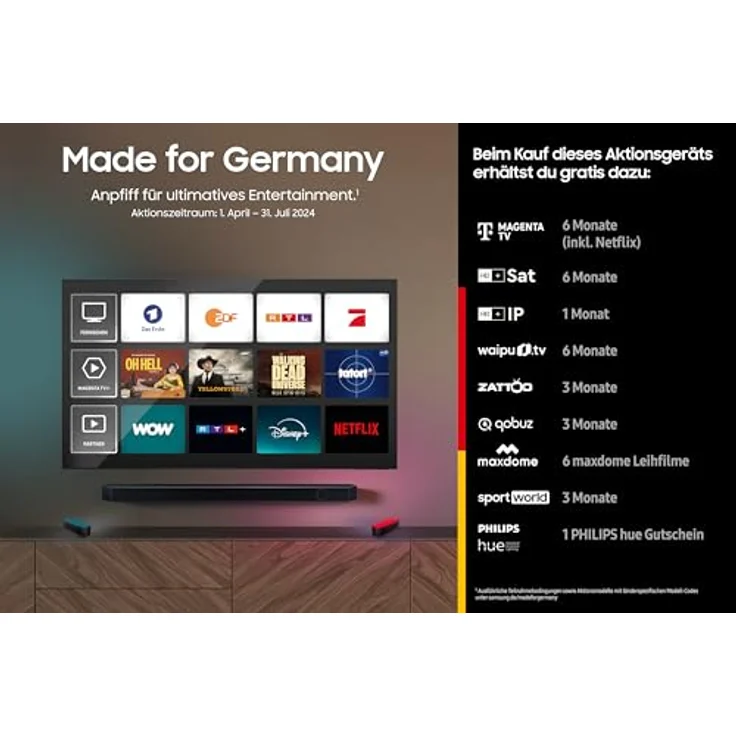 Samsung Neo QLED 4K QN85D 75 Zoll Fernseher, AI TV mit Neural Quantum Prozessor, Dolby Atmos, Smart Hub, GQ75QN85DBTXZG, Deutsches Modell [2024] – Bild 3