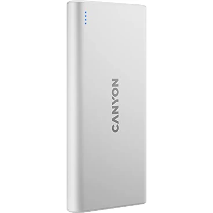 CANYON PB-106 10000mAh Powerbank - Smart IC Phone Schutz, Li-Polymer Akku, LED Ladezustandsanzeige - Tragbare Power Bank Micro-USB/USB-C Eingang - Dual Charge (2xUSB-A Ausgang) - Weiß