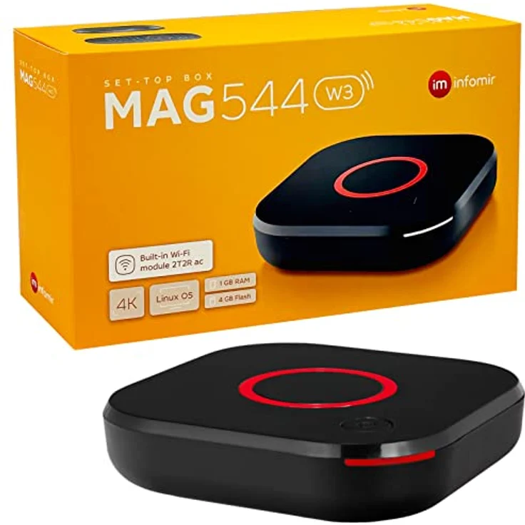 MAG 544w3 Original Infomir & hb-digital 4K IPTV Set Top Box Multimedia Player Internet TV IP Receiver UHD 60FPS 2160p@60 FPS HDMI 2.1 4K- und HEVC-Unterstützung USB3.0 4X ARM Cortex-A35 + HDMI Kabel – Bild 1