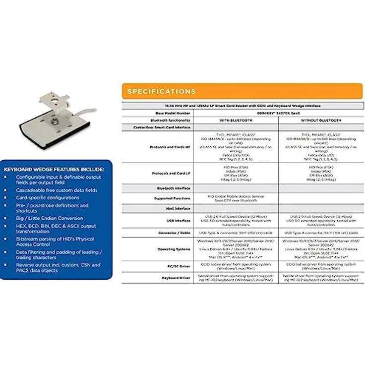Omnikey R5427 Contactless RFID - USB CK Gen2, 13.56 MHz og 125 kHz, R54270101 (CK Gen2,13,56 MHz og 125 kHz iCLASS Seos©, iCLASS SE©, iCLASS©, MIFARE©,) – Bild 2