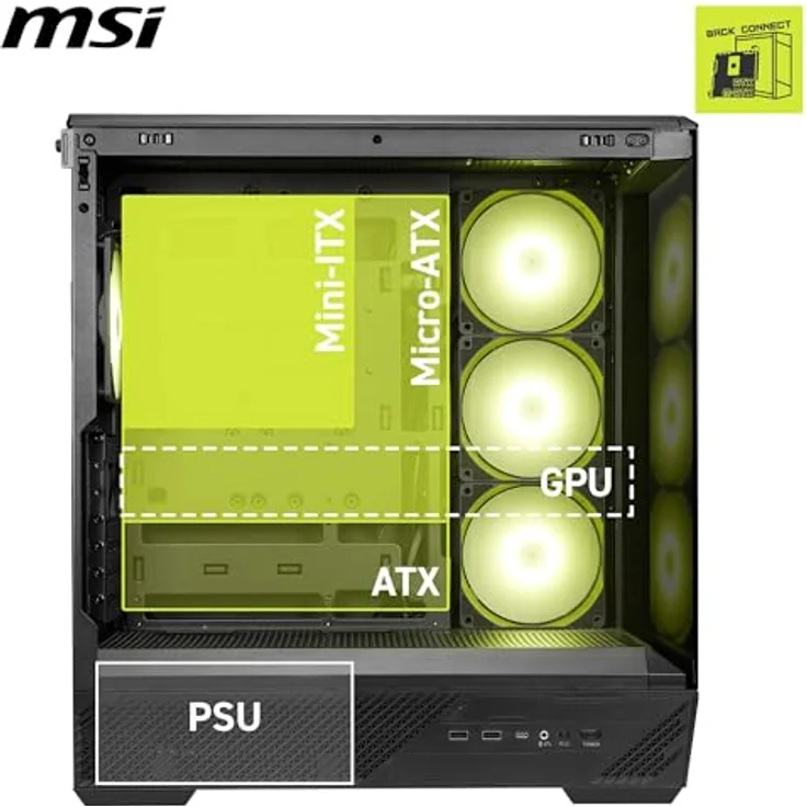 MSI GEH Midi MAG PANO 130R PZ, PC Gehäuse mit 270-Grad-Panoramabildschirm, für mATX/ATX/Mini-ATX, Schwarz – Bild 4