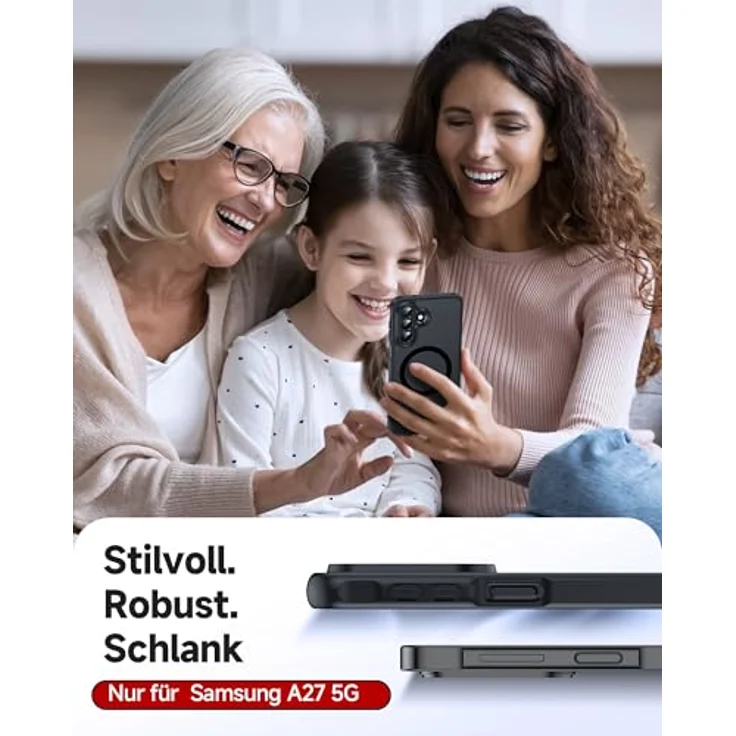 LeYi Magnetische Handyhülle für Samsung Galaxy A27 5G, Transluzentes Mattes Case Cover mit Militärschutz, Schwarz, 2 Stück inklusive Schutzfolie – Bild 5
