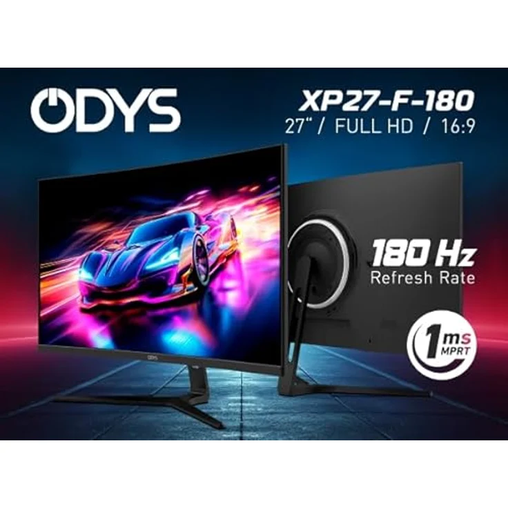 Odys XP27-F-180-27 Zoll Curved Office & Gaming Monitor, Full-HD, 180 Hz, 1 ms Reaktionszeit, FreeSync, Schwarz – Bild 4