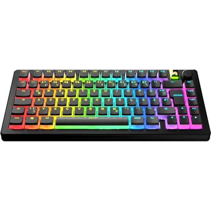 Glorious Aura V3 Keycaps, ISO Layout (DE), PBT, Doubleshot - Schwarz, Keycap-Komplettset mit lichtdurchlässigen PBT-Kunststoffkappen und DE-Layout – Bild 2