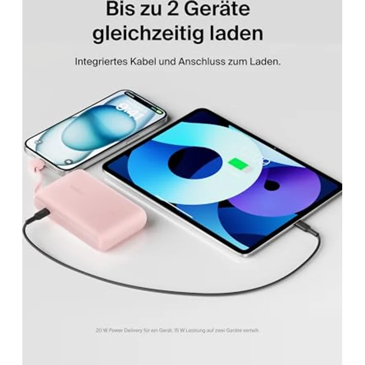 Belkin BoostCharge Power Bank 10K, Portable Powerbank mit integriertem USB-C-Kabel und 20 W PD – Schnellladen für iPhone 16-Serie, iPad Pro & Galaxy S24 – Bild 3