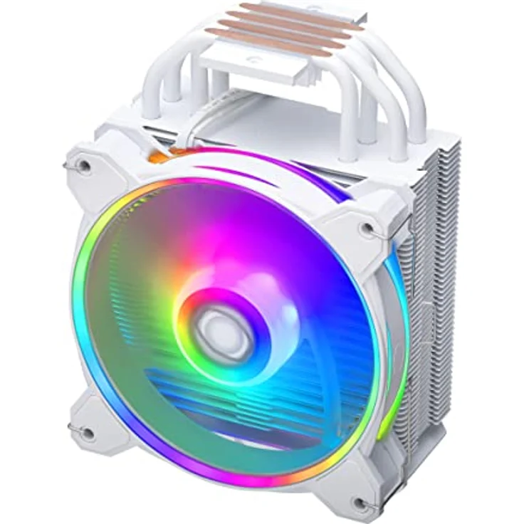 Cooler Master Hyper 212 Halo CPU-Luftkühler – reinweißes Aluminium-Finish, 4 kontinuierliche Direktkontakt-Heatpipes mit Lamellen, MF120 Halo2 ARGB-Lüfter, LGA1700 & AM5 Kühler, ARGB Erkennung - weiß – Bild 5