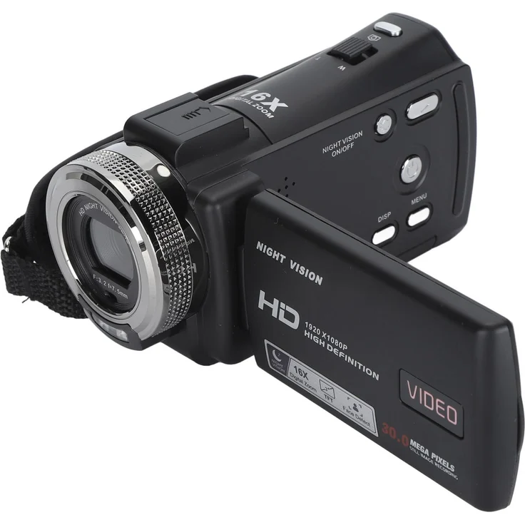 Lixada Video Camera Camcorder 30MP 1080P HD, 16x Zoom, Nachtsicht, 3 Zoll TFT LCD, Remote Control, Mikrofon und Smartphone Halterung