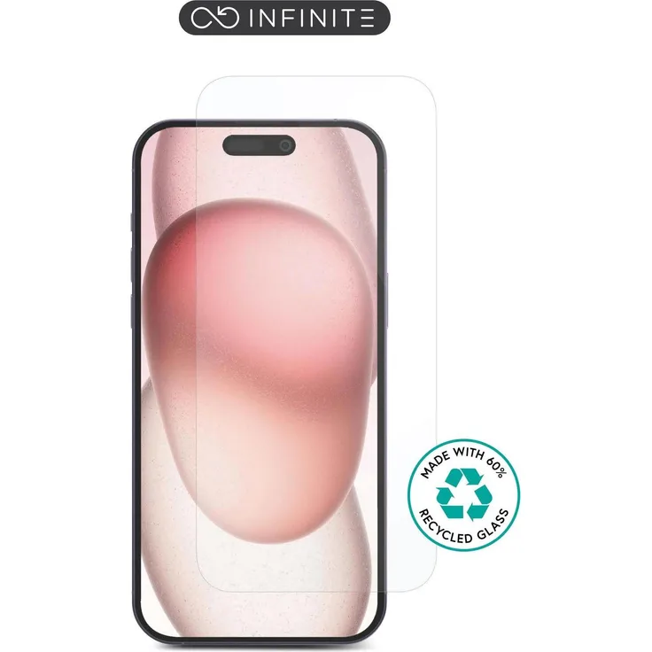 eSTUFF INFINITE Apple iPhone 16 Pro, 50 Stück Smartphone Schutzfolie Titan Shield® aus recyceltem Glas, transparent