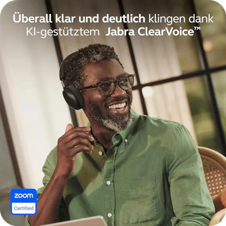 Jabra Evolve3 75, On-Ear Bluetooth Headset mit Mikrofon & Ladestation, erweiterte ANC, 22h Akkulaufzeit, KI-Sprachanruf, Schwarz – Bild 3
