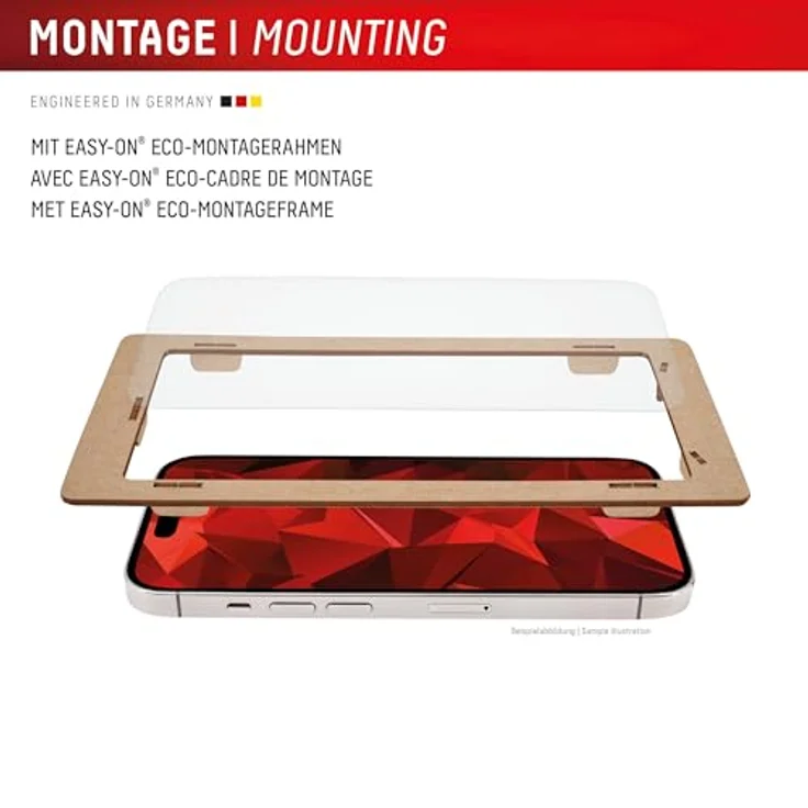 Displex Panzerglas 2D/ Clear (10H) für Apple iPhone 16 Pro, Montagerahmen, kratzer-resistente Schutzfolie, hüllenfreundlich – Bild 4