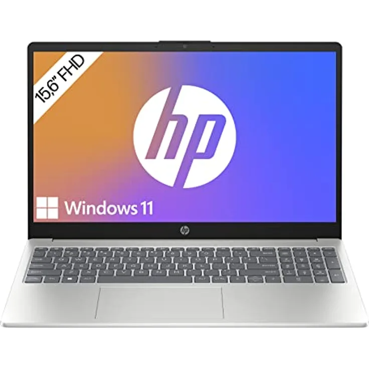 HP Laptop | 15,6 Zoll (39,6 cm) FHD IPS Display | AMD Ryzen 5 7520U | 16 GB LPDDR5-6400 MHz RAM | 512 GB SSD | AMD Radeon-Grafik | Windows 11 Home | QWERTZ Tastatur | silber | mit HP Fast Charge