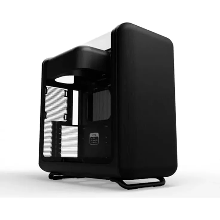 HYTE X50 Midi Tower - Pitch Black, PC-Gehäuse mit starkem Airflow, Drei-Kammer-Design, getöntem Glas und USB-C 20 Gbit/s Frontanschluss