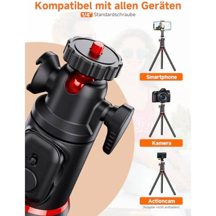 Rollei Easy Creator MonkeyPod, flexibles Stativ mit 360°-Kugelkopf und Teleskopstange, kompatibel mit Smartphones und Kameras – Bild 3