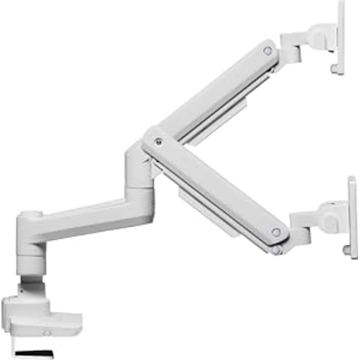 Equip 650183 17"-35" Hochleistungs-Tischhalterung für Zwei Monitore, weiß - Gasfederstruktur, neigbares Design, Kabelklemmen – Bild 1