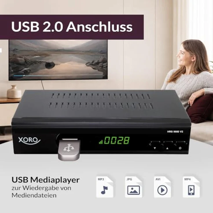 Xoro HRS 8660 V2 DVB-S/S2 SAT-Receiver mit PVR, Unicable, USB-Mediaplayer, 12 V, Timeshift und 8 Aufnahme-Timer für ASTRA 19,2° – Bild 3