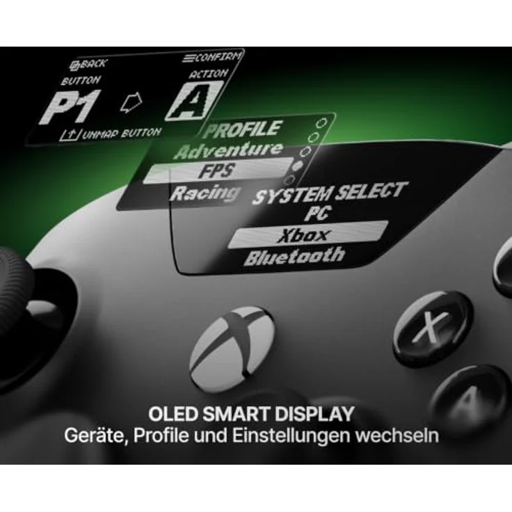 SteelSeries Aeon Pro Wireless Controller, Gamecontroller für Xbox, PC und Mobil mit QuickSwitch Dock, unendlicher Akkulaufzeit und OLED Smart Display – Schwarz – Bild 5